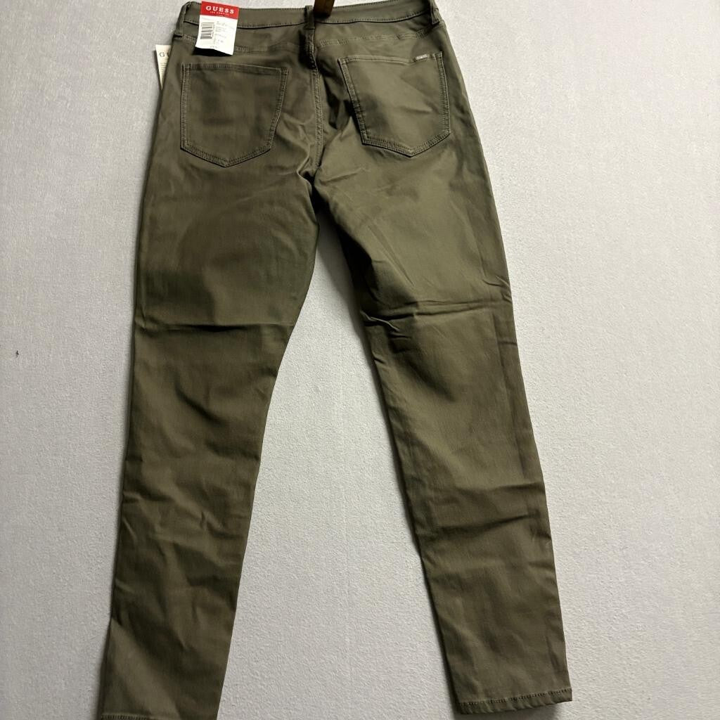 Guess Jayden Mid Rise Skinny Jeans Womens 31x28 Olive Green Coated Stretch Denim