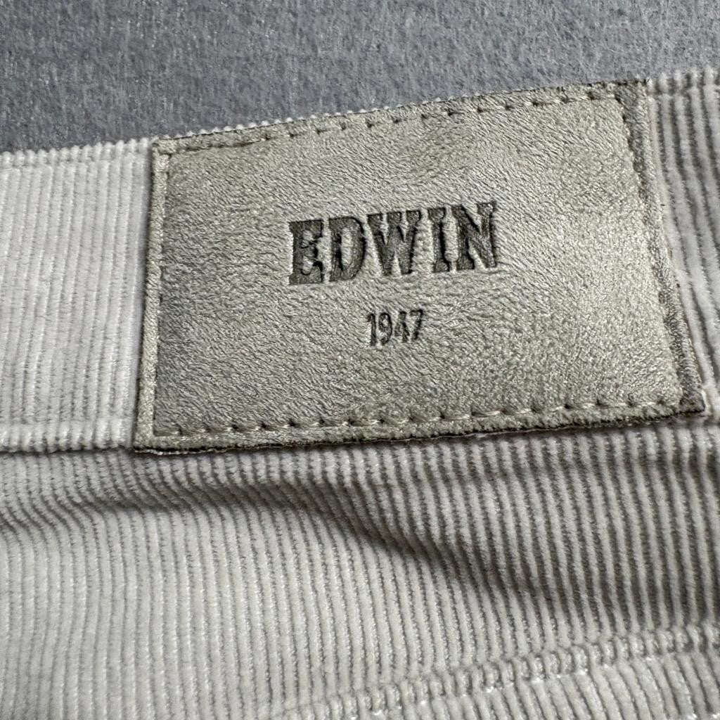 Edwin Bree Corduroy Pants Womens 28 Glacier Gray White Organic Cotton Stretch