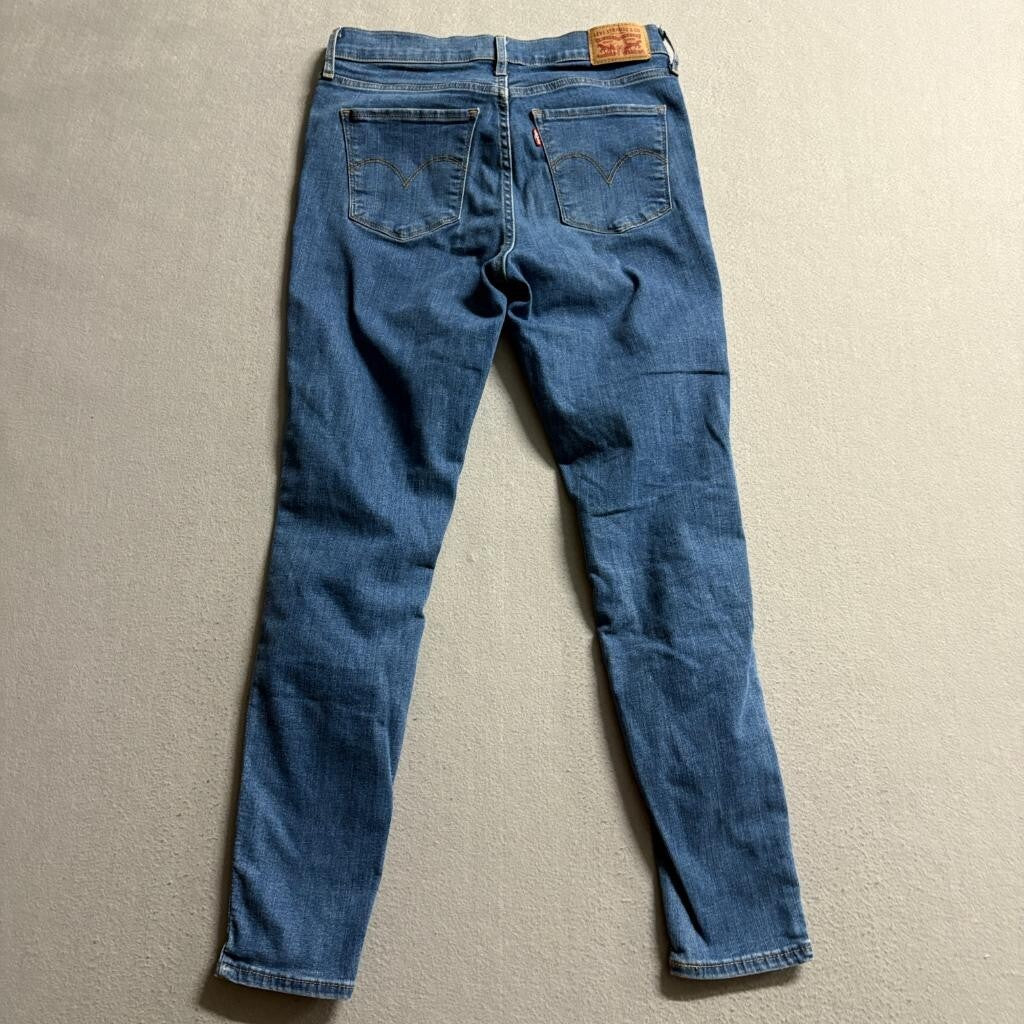 Levis 720 High Rise Super Skinny Jeans Womens 28 Distressed Ripped Blue Denim