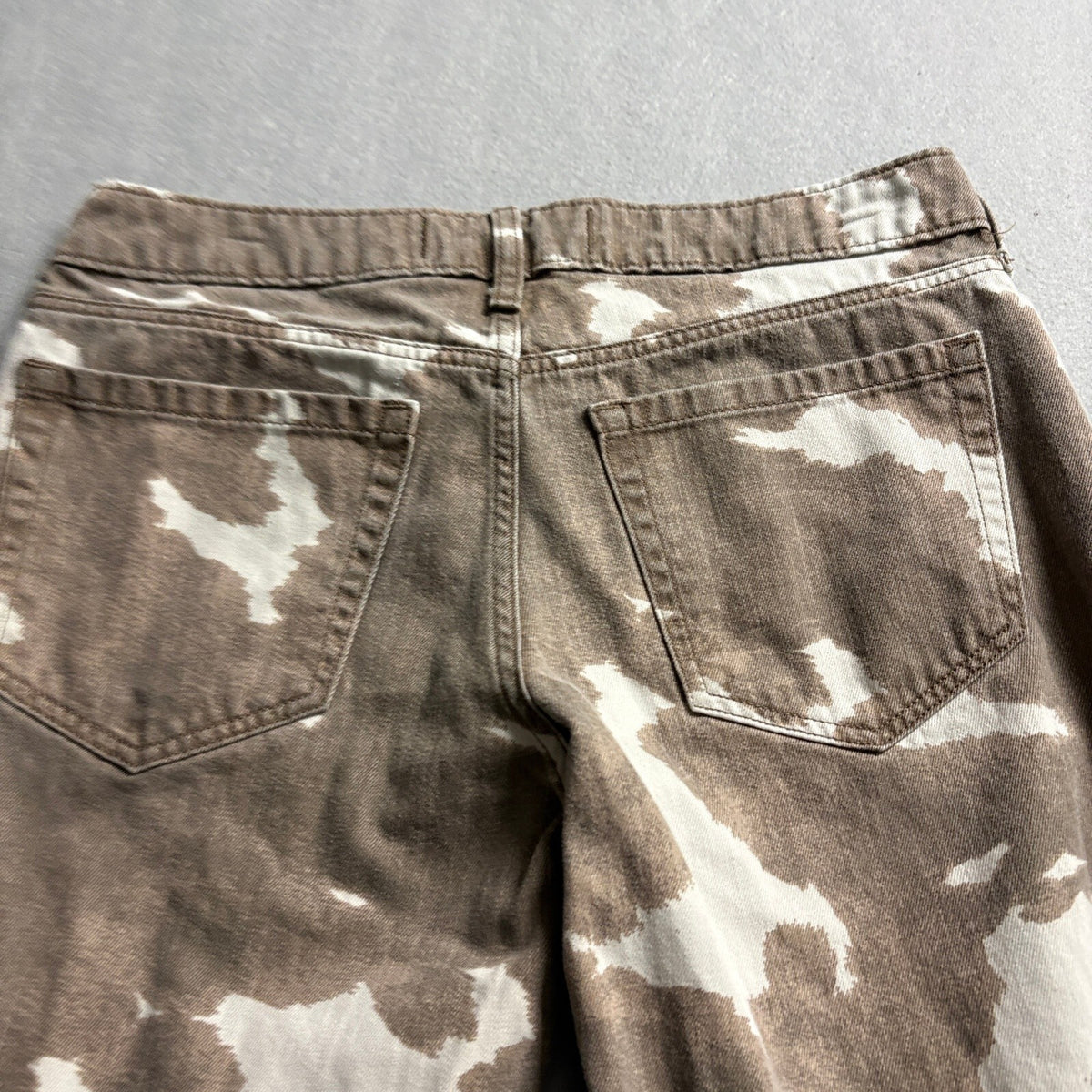 Hollister Low-Rise Baggy Jeans Womens 8R W29 Brown Cow Print Camo Wide Leg