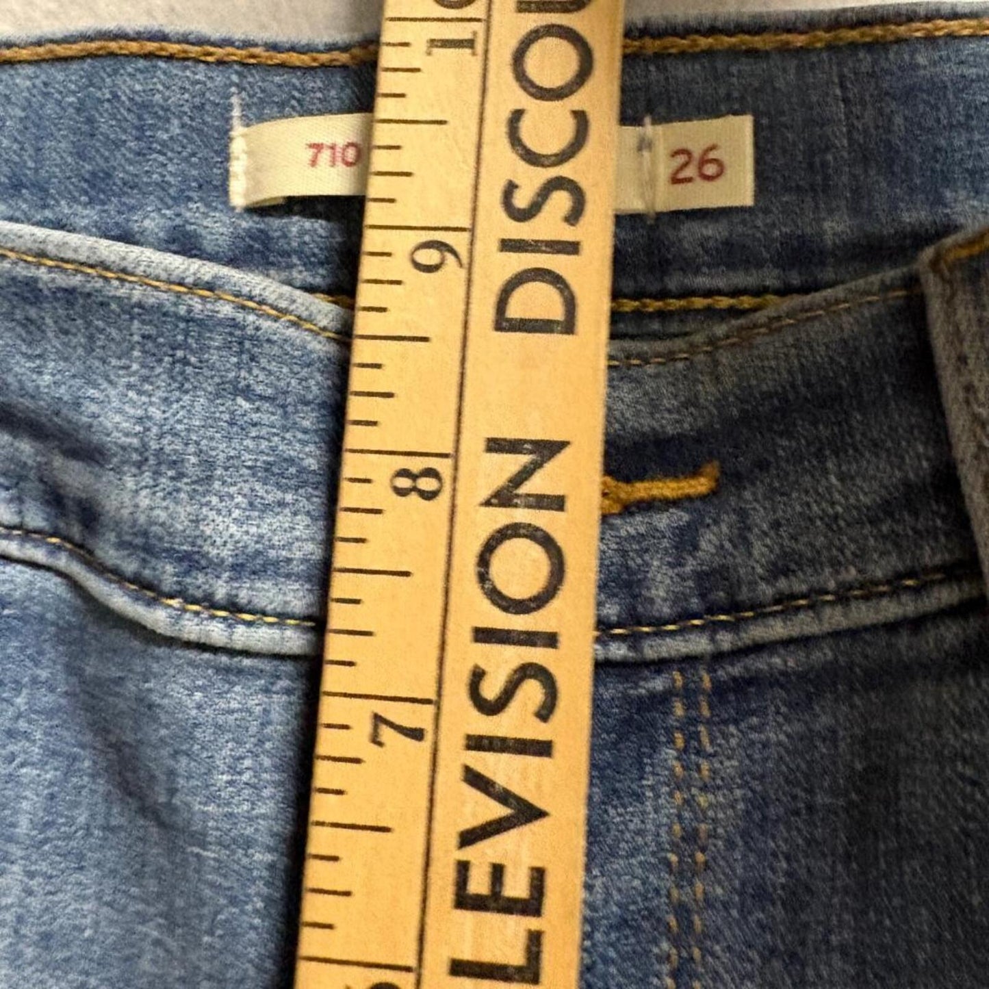 Levis 710 Super Skinny Jeans Womens 26 Distressed Ripped Blue Denim Stretch