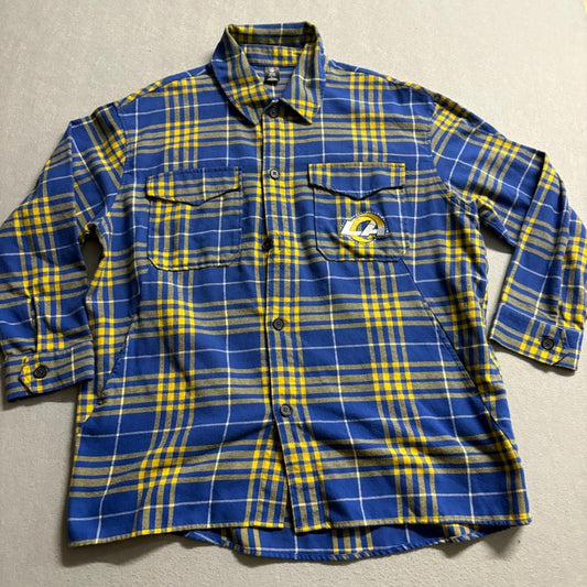 Los Angeles Rams NFL Team Apparel Womens Flannel Sleepwear Shirt Large Blue