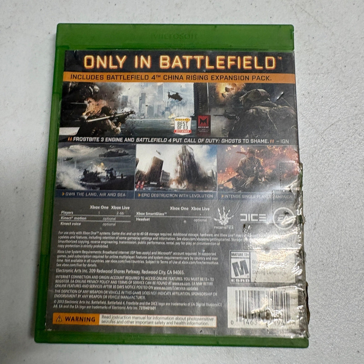 Battlefield 4 Microsoft Xbox One Game Disc Case Insert Included Tested
