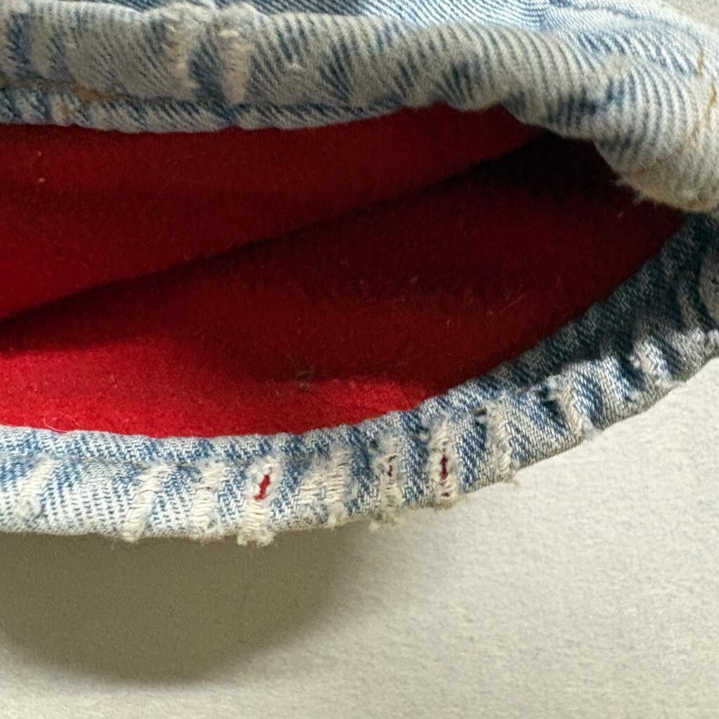Vintage Lands End Fleece Lined Jeans Mens 32 Made in USA Red Fleece Denim Blue