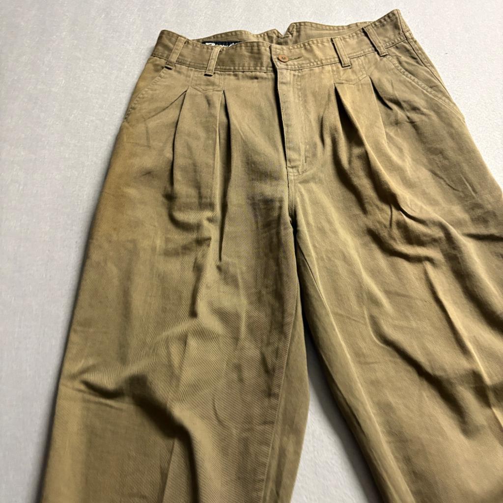 Vintage Zeppelin Pleated Chino Pants Womens 32 Brown Cotton High Rise Tapered