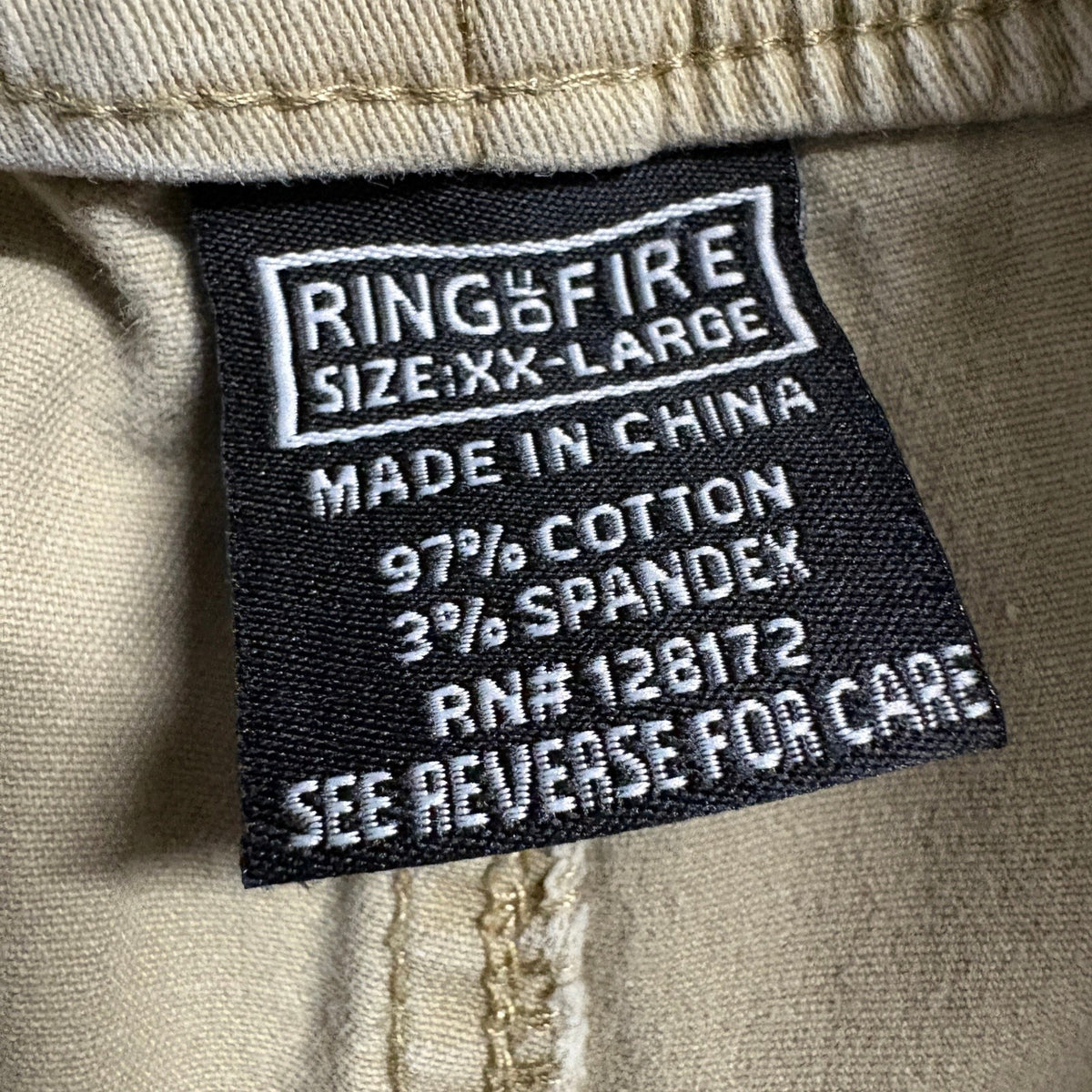 Ring of Fire Jogger Pants Mens XXL Beige Tan Stretch Twill Zipper Pockets Cuffed