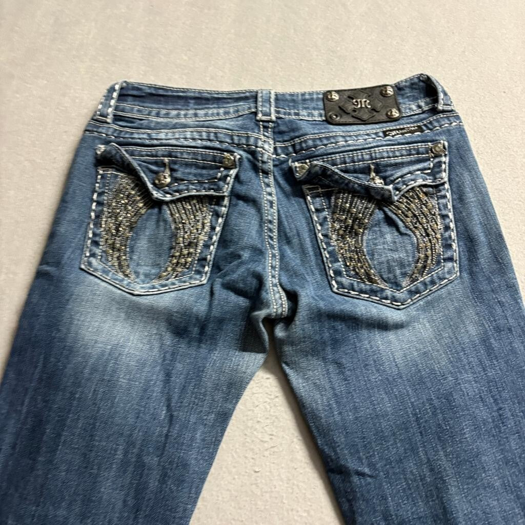 Miss Me Skinny Jeans Womens 29 Blue Denim JP60035 Dark Wash Thick Stitch Stretch