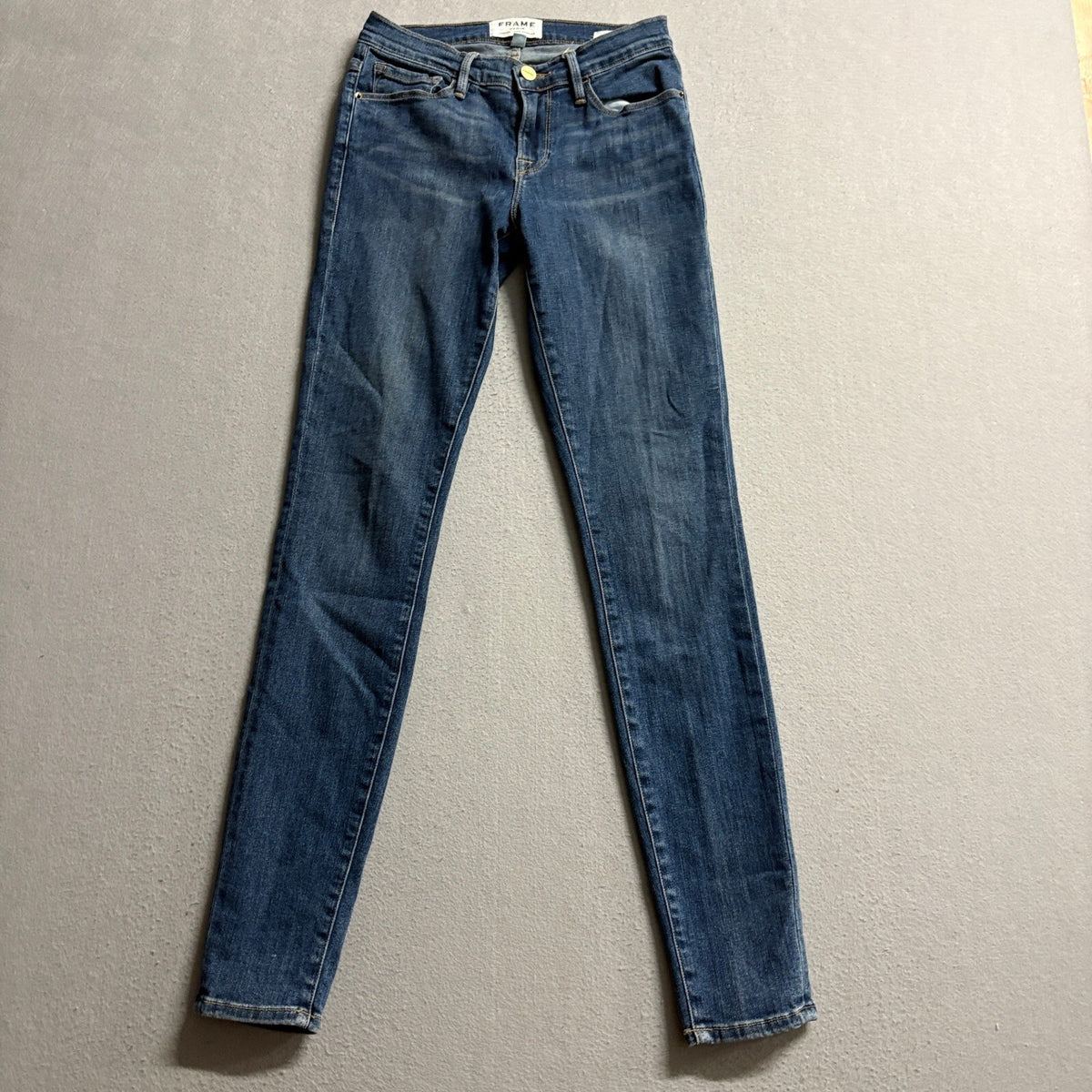 FRAME Le Skinny de Jeanne Jeans Womens 26 Huntley Blue Denim Stretch Slim