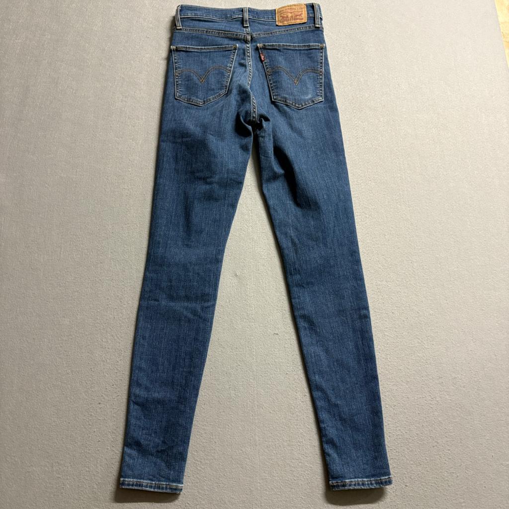 Levis Mile High Super Skinny Jeans Womens 27 Distressed Ripped Knee Blue Denim