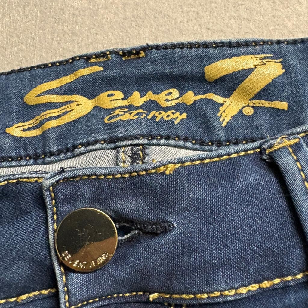 Seven7 High Rise Skinny Jeans Womens Size 12 Blue Denim Stretch Pockets
