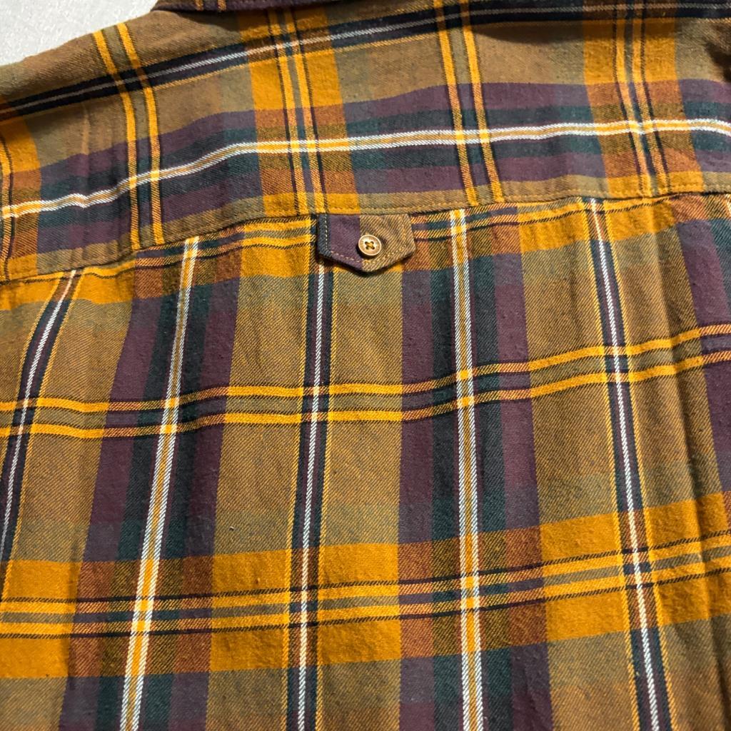 Vans Off The Wall Plaid Flannel Shirt Womens XL Mustard Yellow Purple Cotton