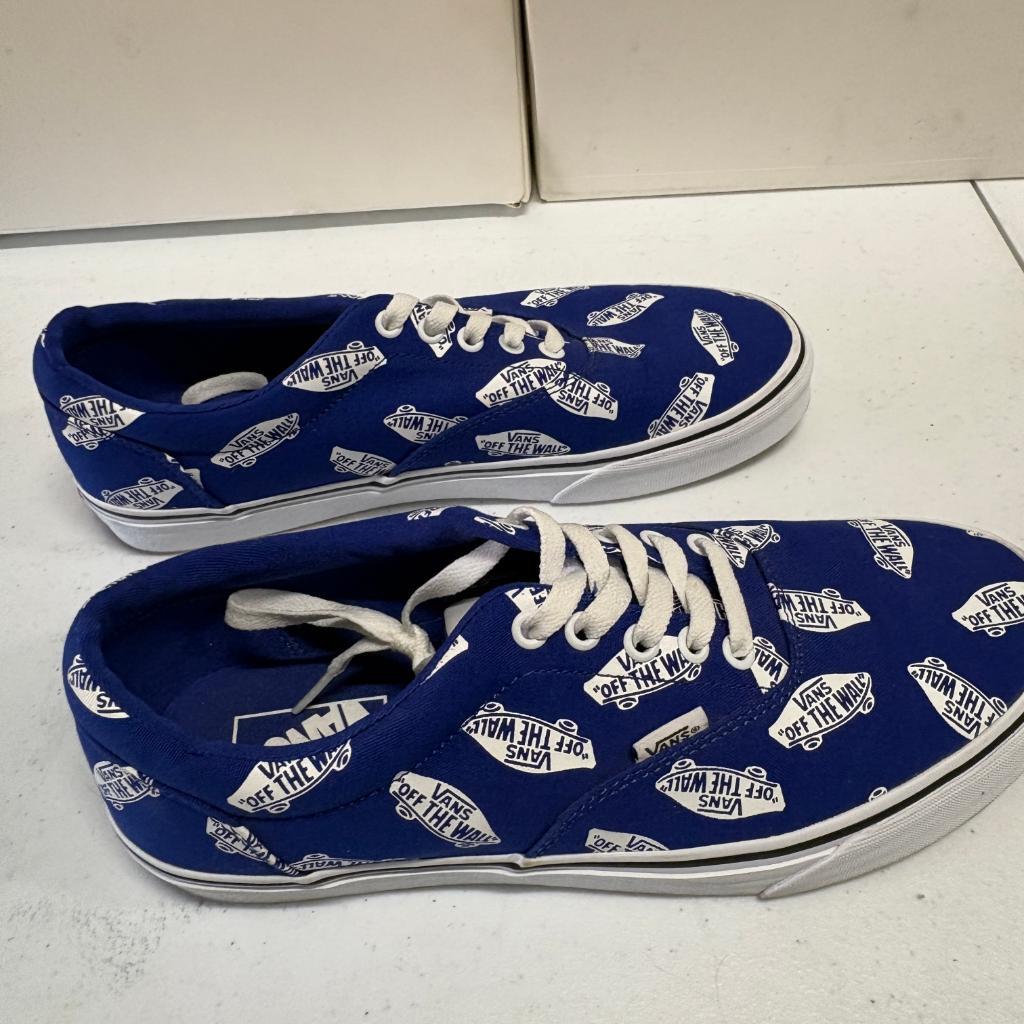 Vans Authentic Off The Wall Logo Print Blue Canvas Sneakers Mens Size 10