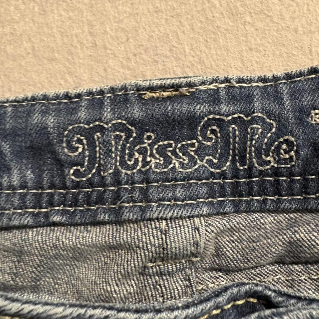 Miss Me Angel Wing Straight Jeans Womens 28 Blue Denim Embellished Flap Pocket