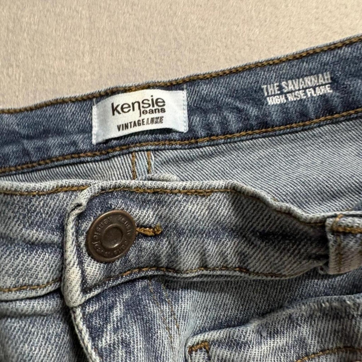 Kensie Jeans The Savannah High Rise Flare Womens Size 8/29 Blue Denim Stretch