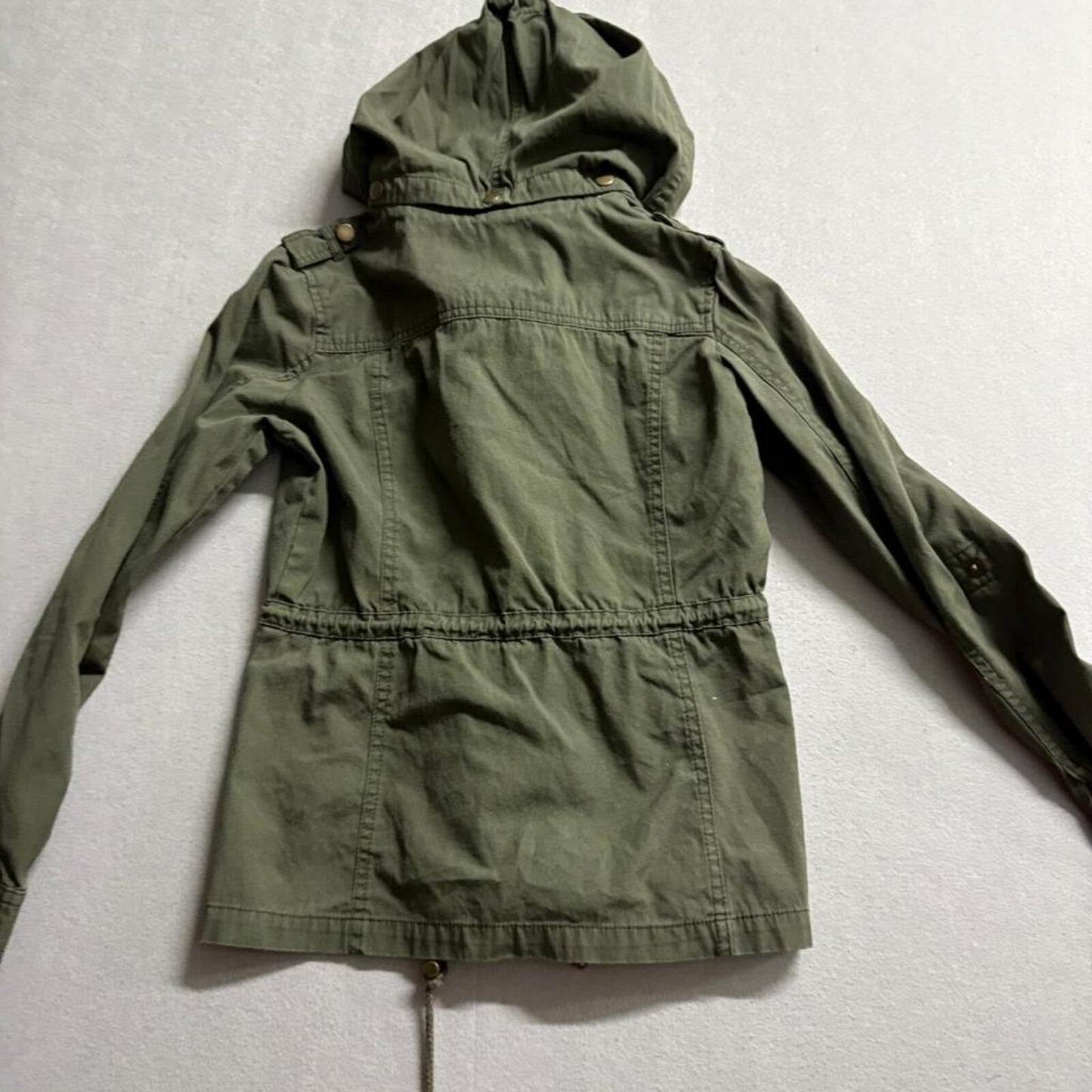 Chocolate USA Womens Utility Jacket Size S Olive Green Hooded Military Anorak