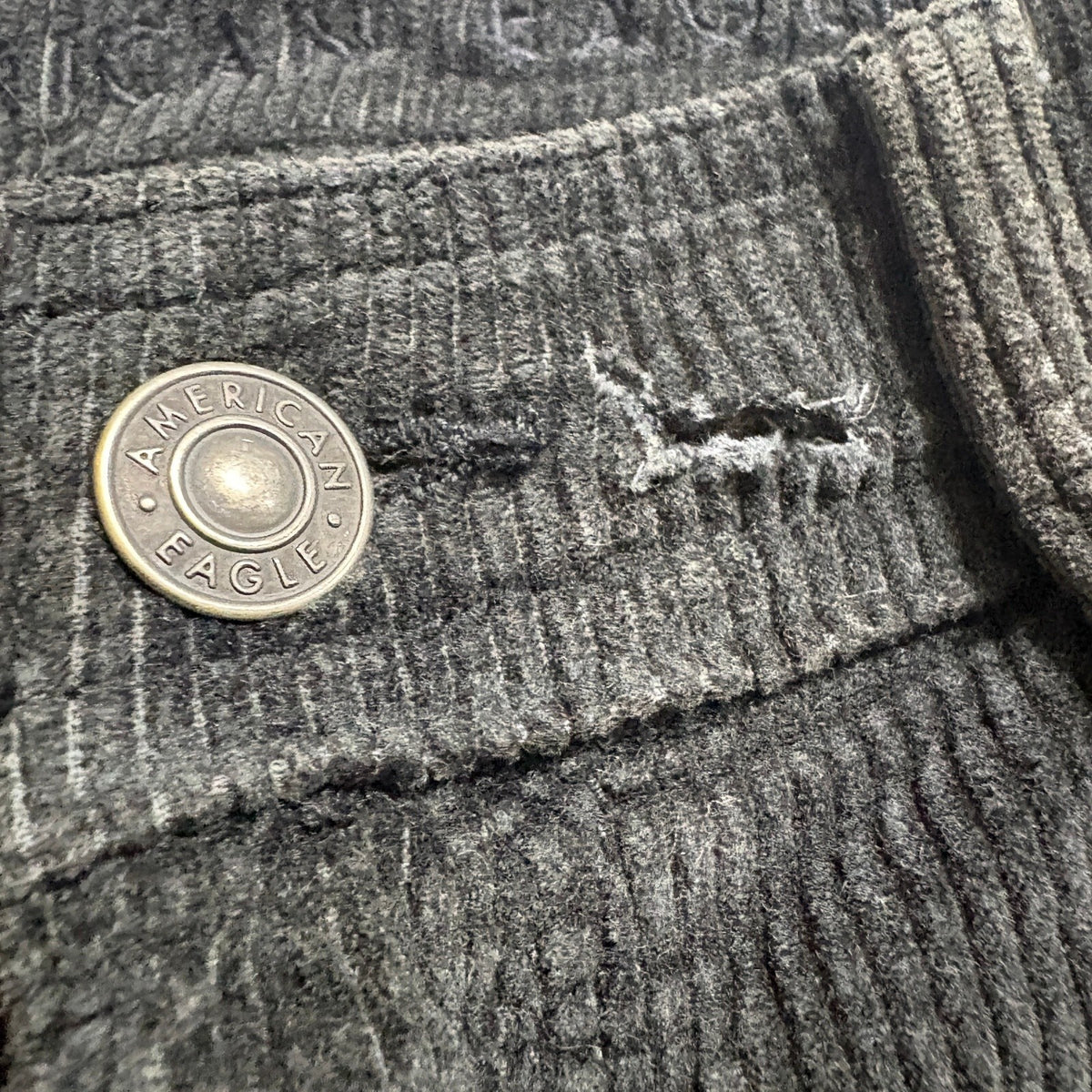 American Eagle Corduroy Cargo Pants Womens Size 00 Regular Gray Wide Leg Stretch