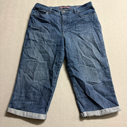 Gloria Vanderbilt Amanda Capri Jeans Womens 14 Blue Denim Stretch Cuffed Crop
