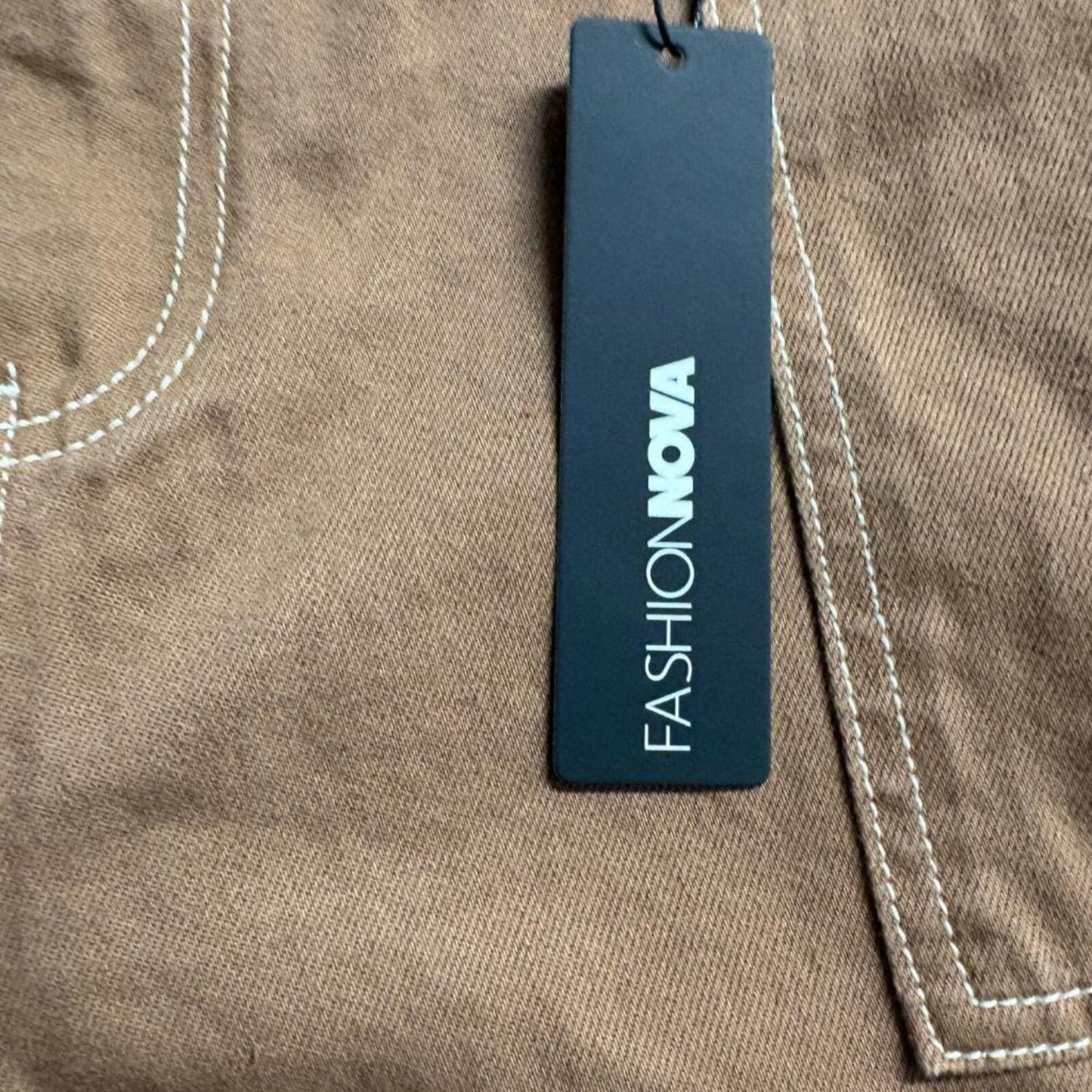 Fashion Nova Give Me A Break Cargo Carpenter Jeans Womens Size 15 Brown Cotton