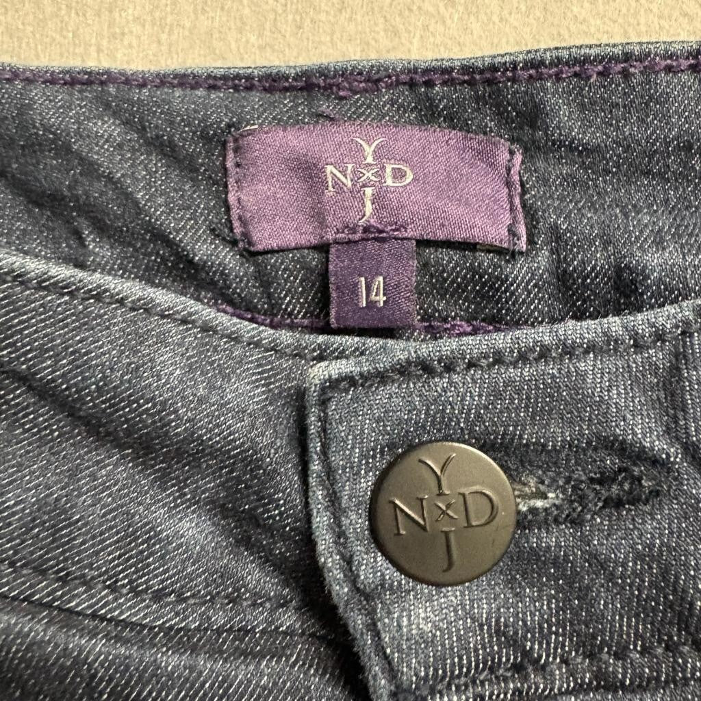 NYDJ Billie Bootcut Jeans Womens 14 Dark Wash Blue Lift Tuck Denim