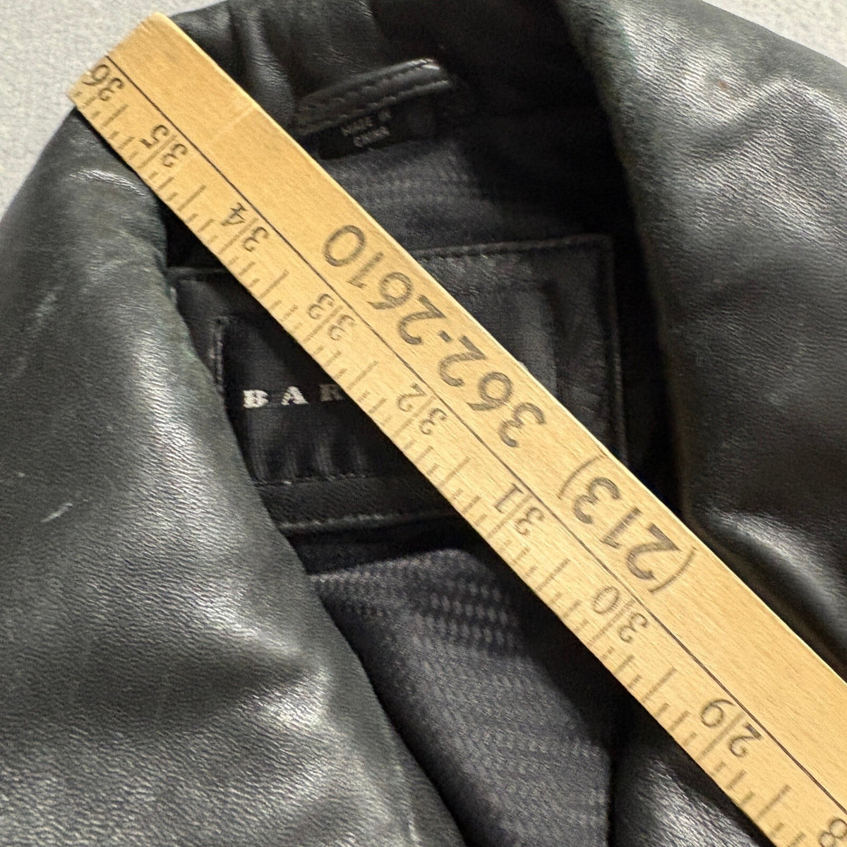 Baracuta Mens L Black Leather Jacket Coat Button Front Insulated Mid Length