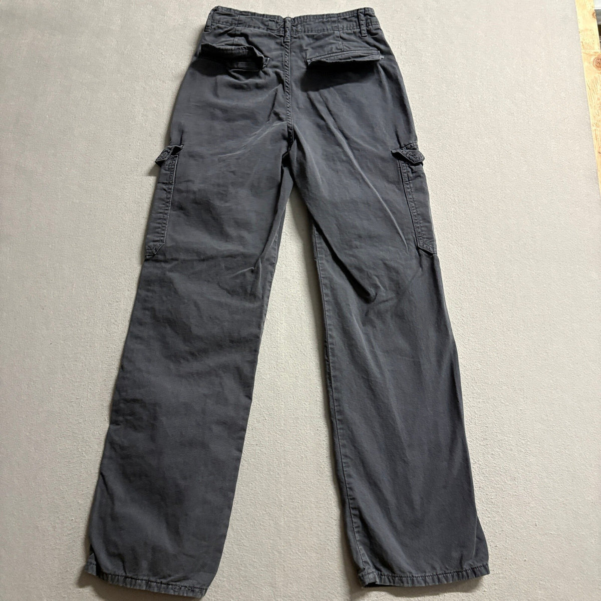 Zara Womens Cargo Pants Size US 2 Dark Gray Charcoal High Rise Wide Leg Straight