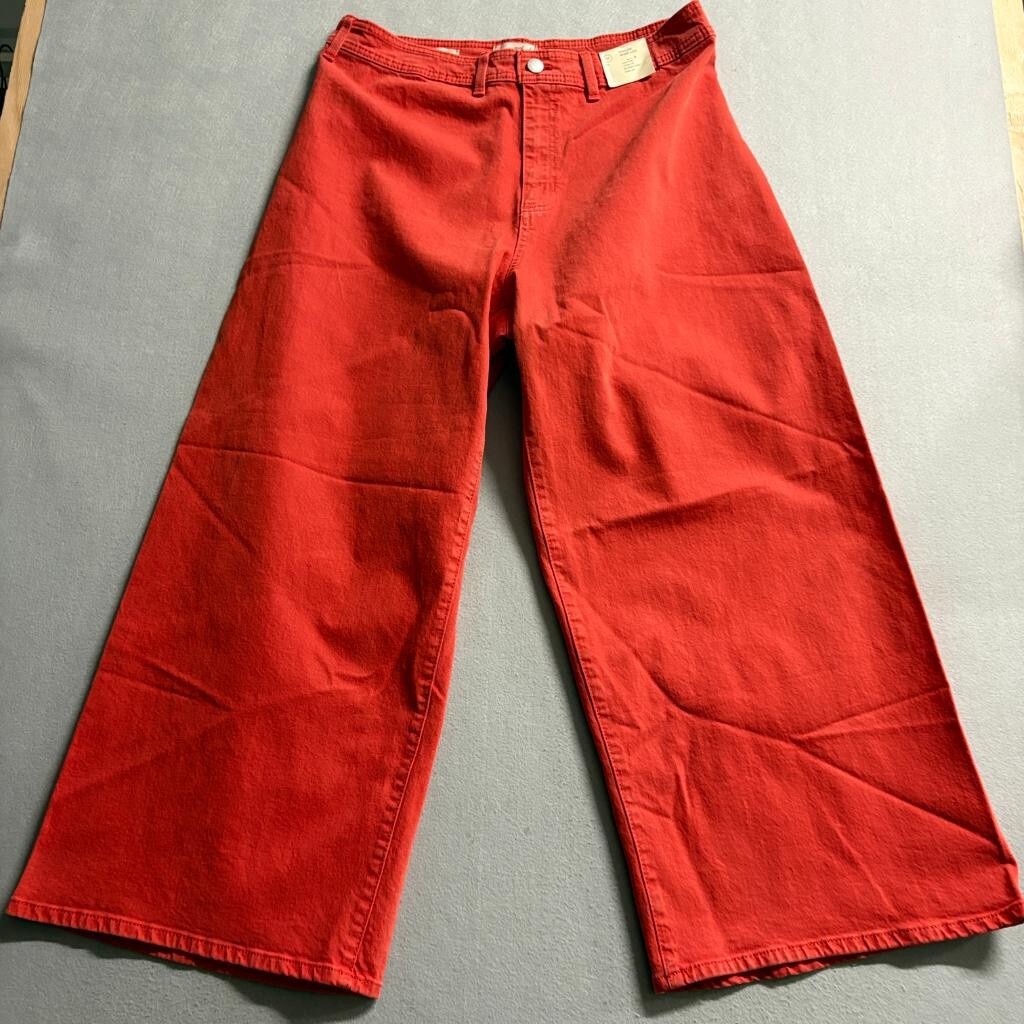 Universal Thread Sailor Wide Leg Jeans Womens 17 Red High Rise Crop Stretch
