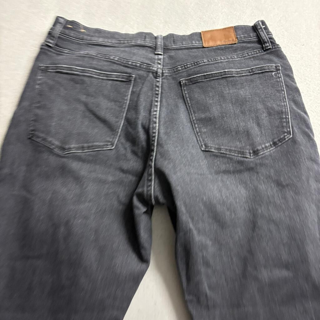 Madewell Cruiser Straight Jeans Womens 31 Black Denim Distressed Hem Stretch