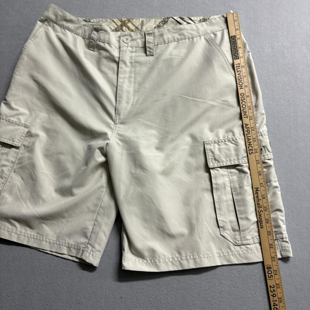 Quiksilver Mens Cargo Shorts Size 40 Beige Tan Polyester Boardshorts Hybrid
