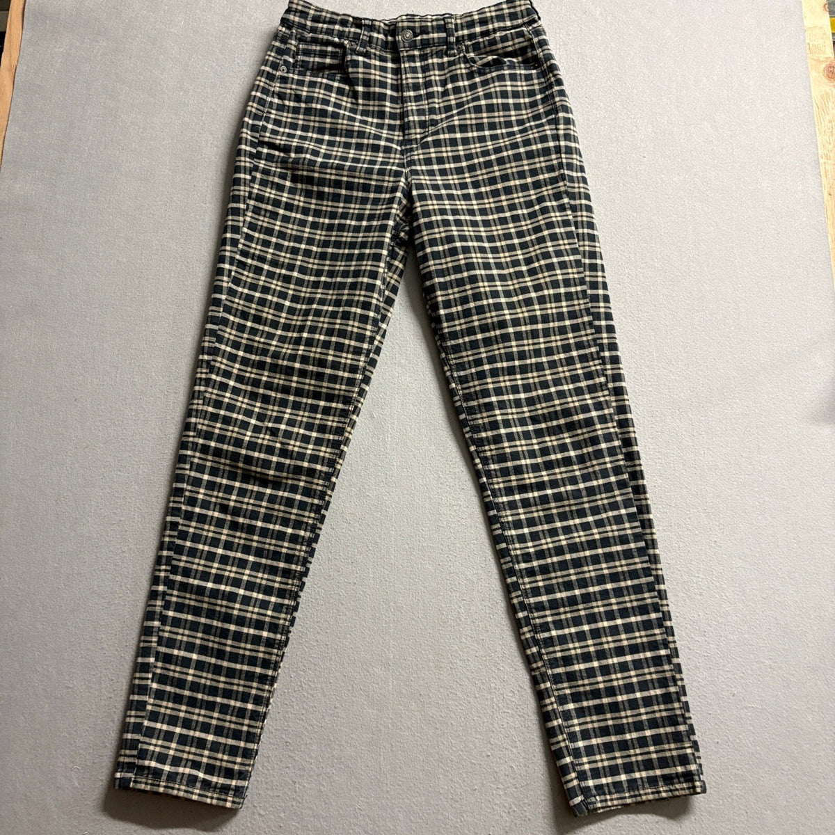 American Eagle Plaid Pants Womens Size 10 X-Long High Waist Stretch Mom Jean