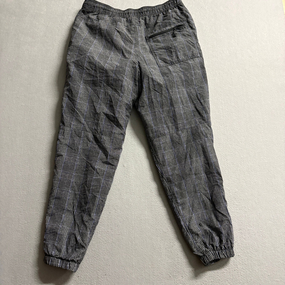 American Eagle Mens Jogger Pants Small S Gray Plaid Nylon Mesh Lined Track Pants