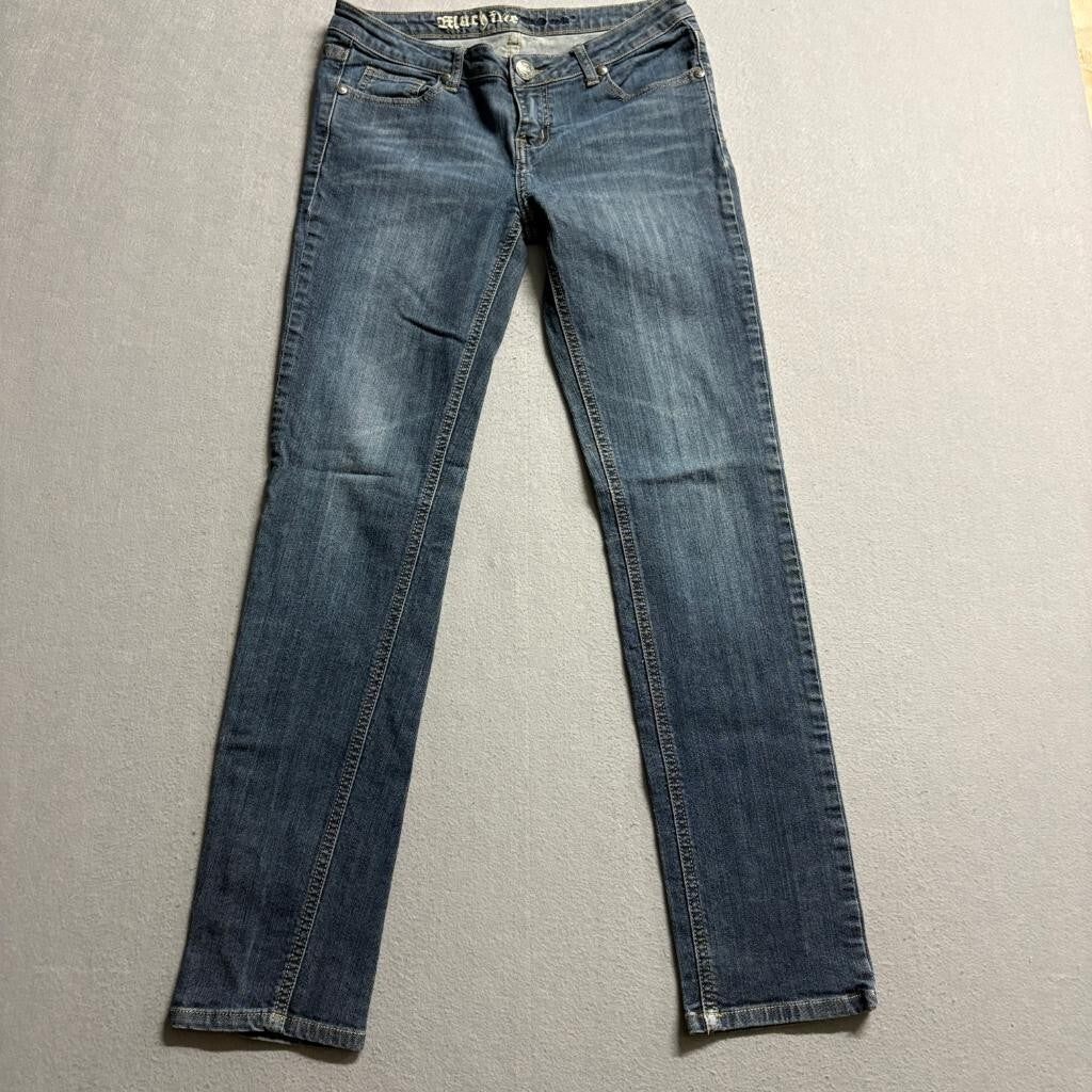 Machine Nouvelle Mode Jeans Womens Size 7 Blue Denim Straight Leg Embroidered