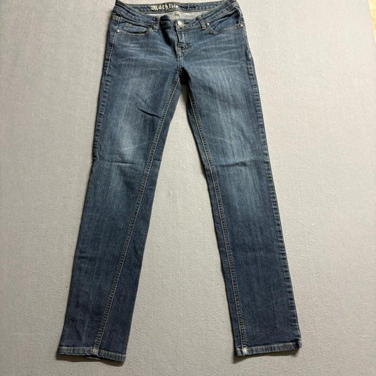 Machine Nouvelle Mode Jeans Womens Size 7 Blue Denim Straight Leg Embroidered