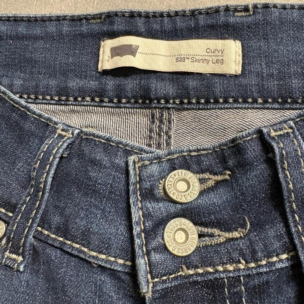 Levis 529 Curvy Skinny Leg Jeans Womens 6M W28 L32 Blue Denim Double Button