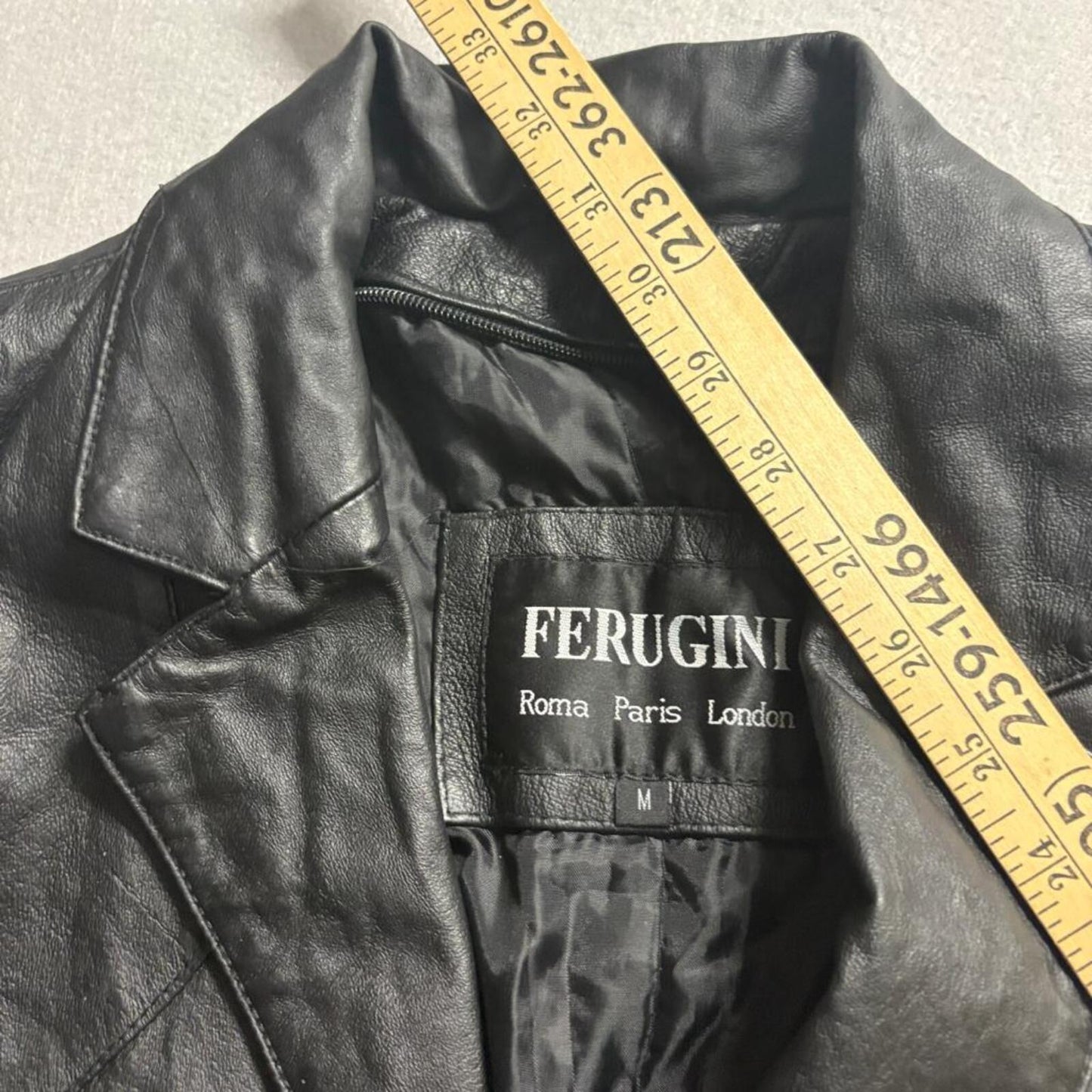 Ferugini Black Leather Blazer Jacket Womens Medium Vintage Western Two Button