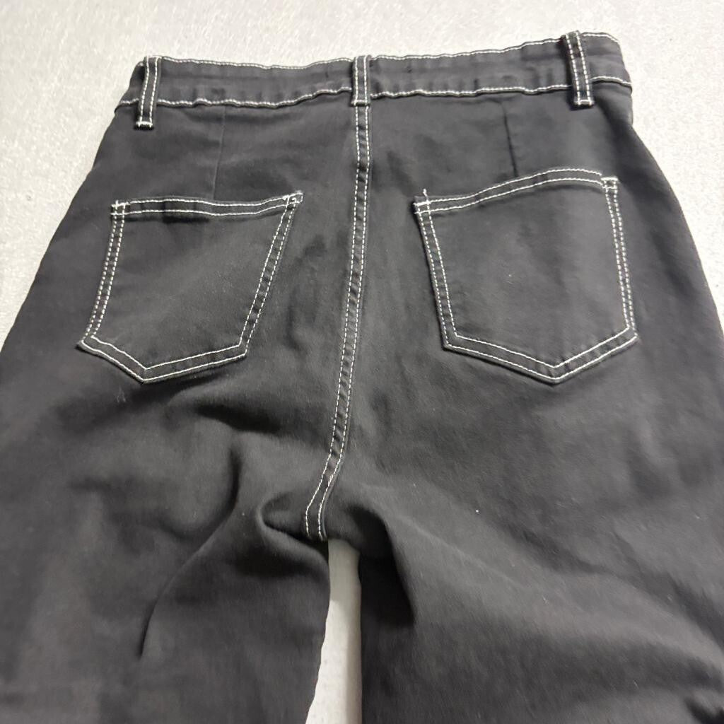 Between Us Black Cargo Pants Womens Size 9 Contrast Stitch High Rise Utility