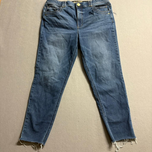 Democracy Ab Technology Jeans Womens 16 Blue Denim Stretch Raw Hem Crop