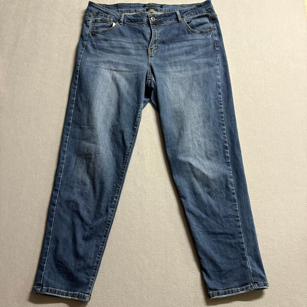 Lucky and Blessed L&B Mid Rise Boyfriend Jeans Womens Plus Size Blue Denim