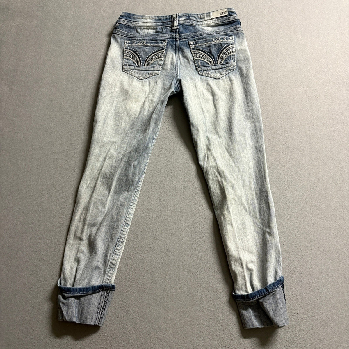 Almost Famous Womens Jeans Size 5 Blue Light Wash Button Fly Cuffed Ankle Denim