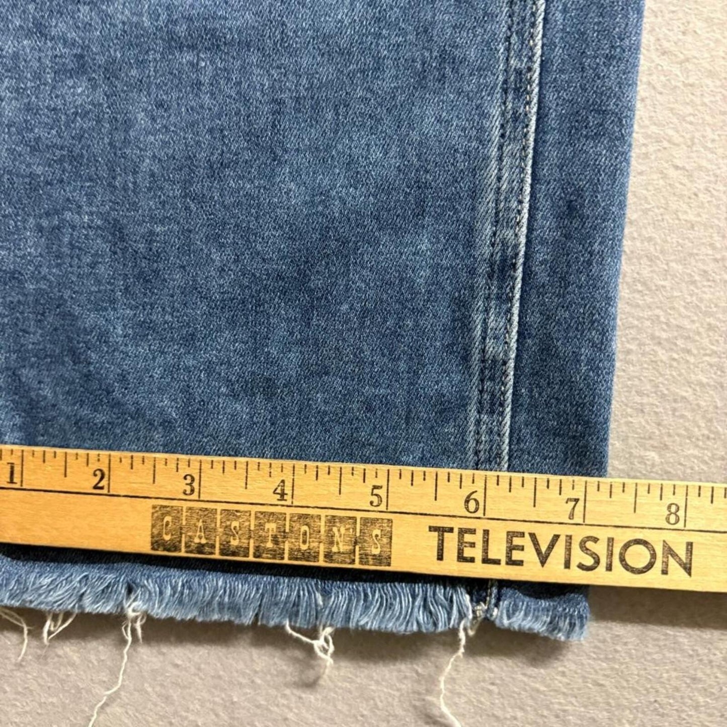 Paige Brigitte Crop Jeans Womens 29 Blue Denim Raw Hem Straight Leg Stretch