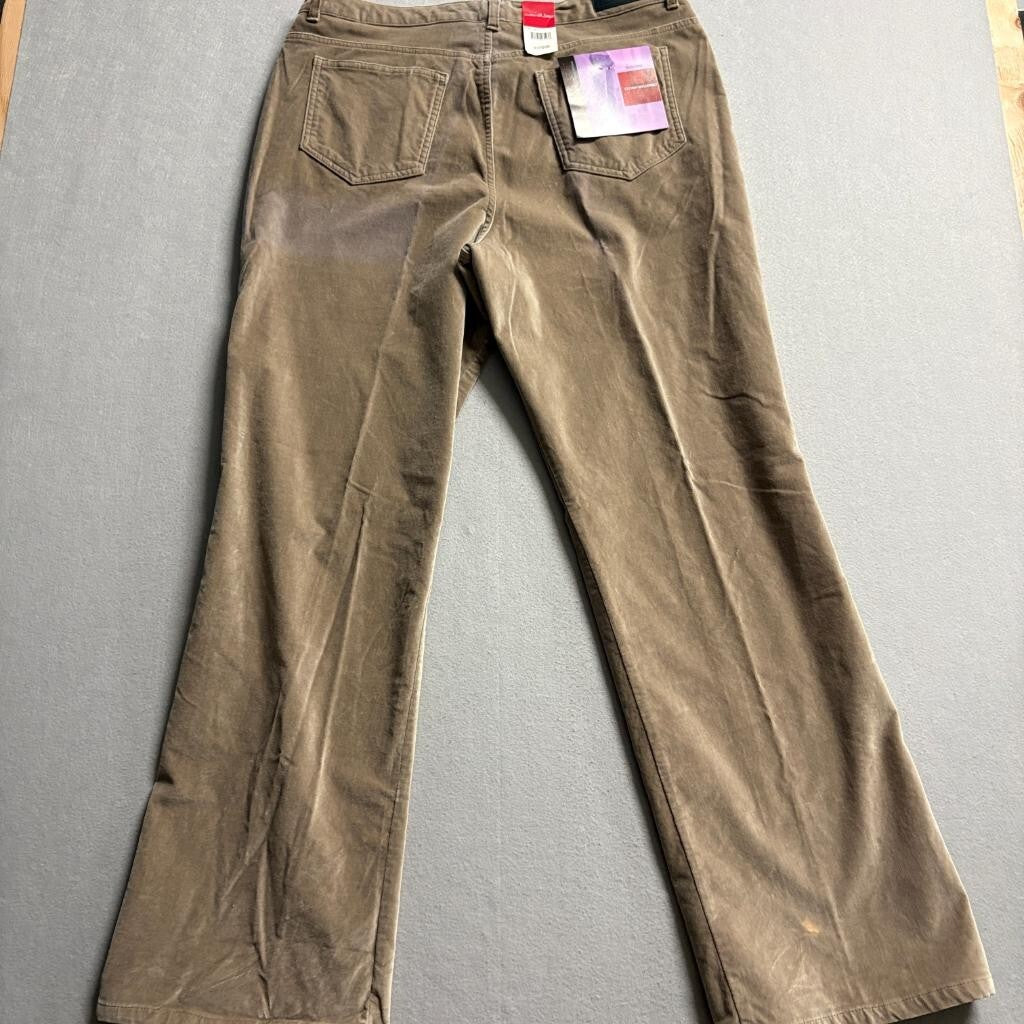 Gloria Vanderbilt Velveteen Stretch Bootcut Pants Womens 18 Sable Brown NWT