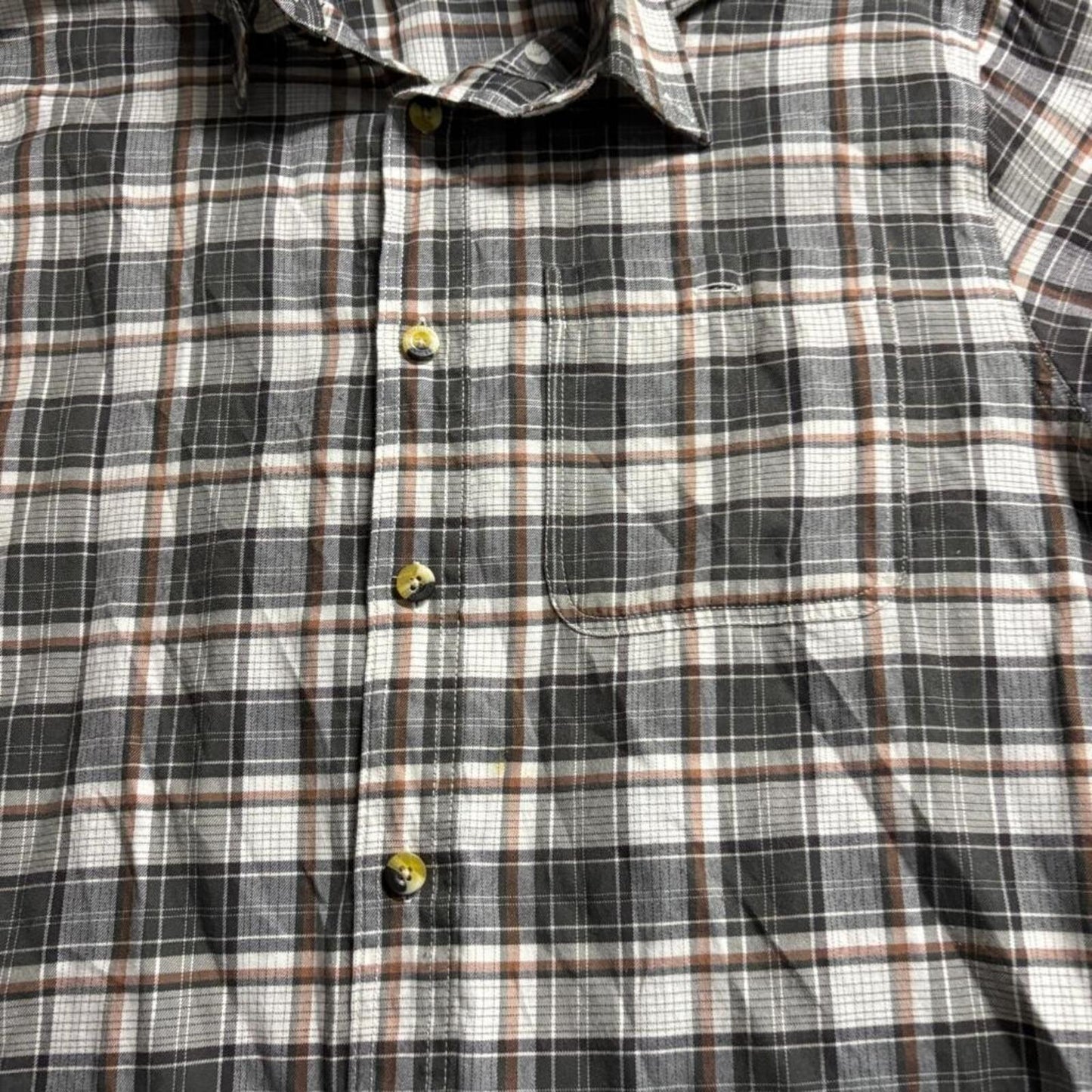 Clearwater Outfitters Plaid Button Down Shirt Mens Large Brown Gray Long Sleeve