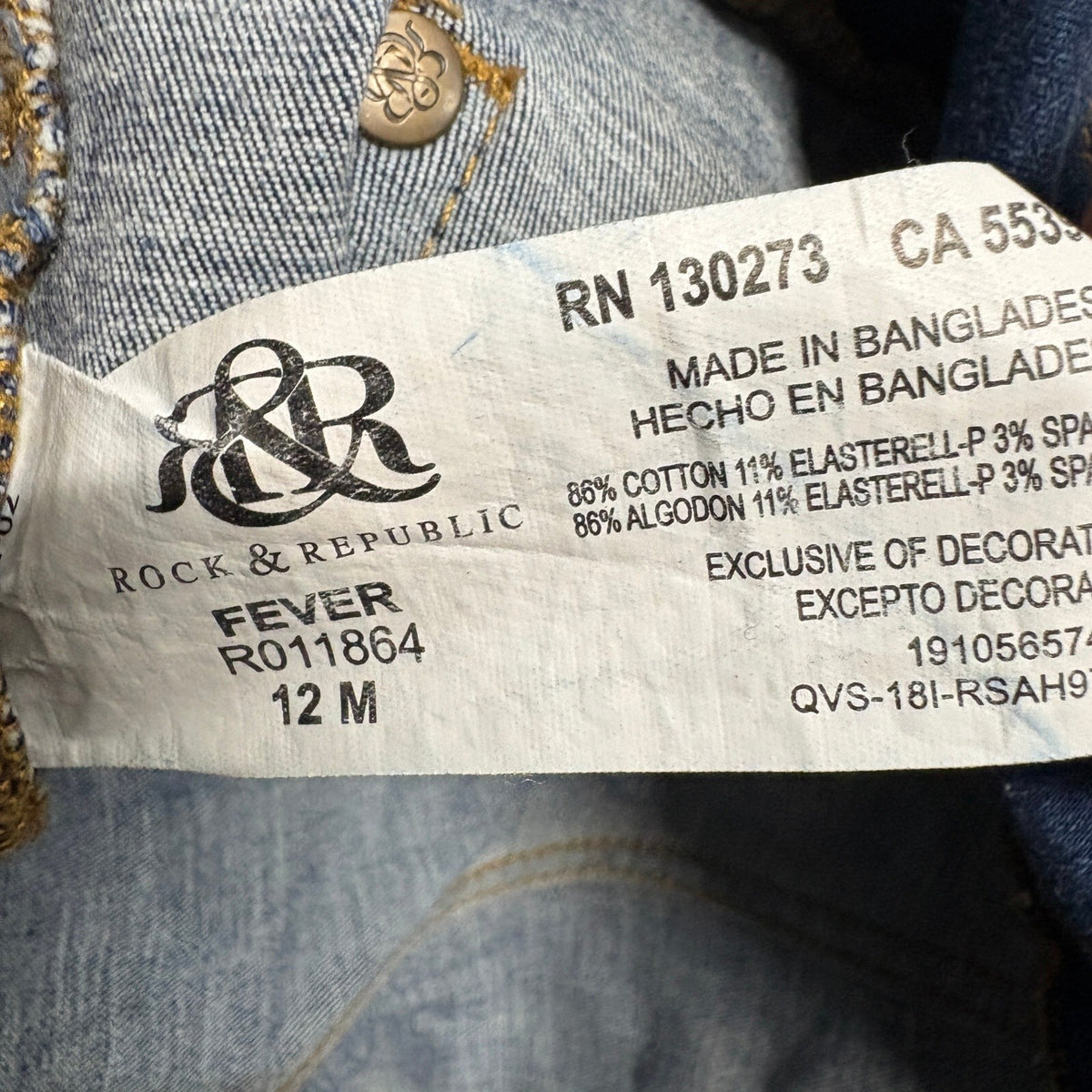 Rock & Republic Denim Rx Fever Pull On Jeans Womens Size 12 M Blue Medium Wash