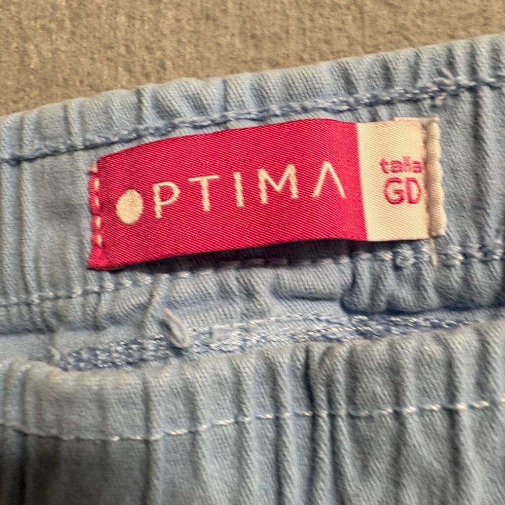 Optima Womens Blue Cotton Stretch Cargo Jogger Pants Size Large Elastic Waist