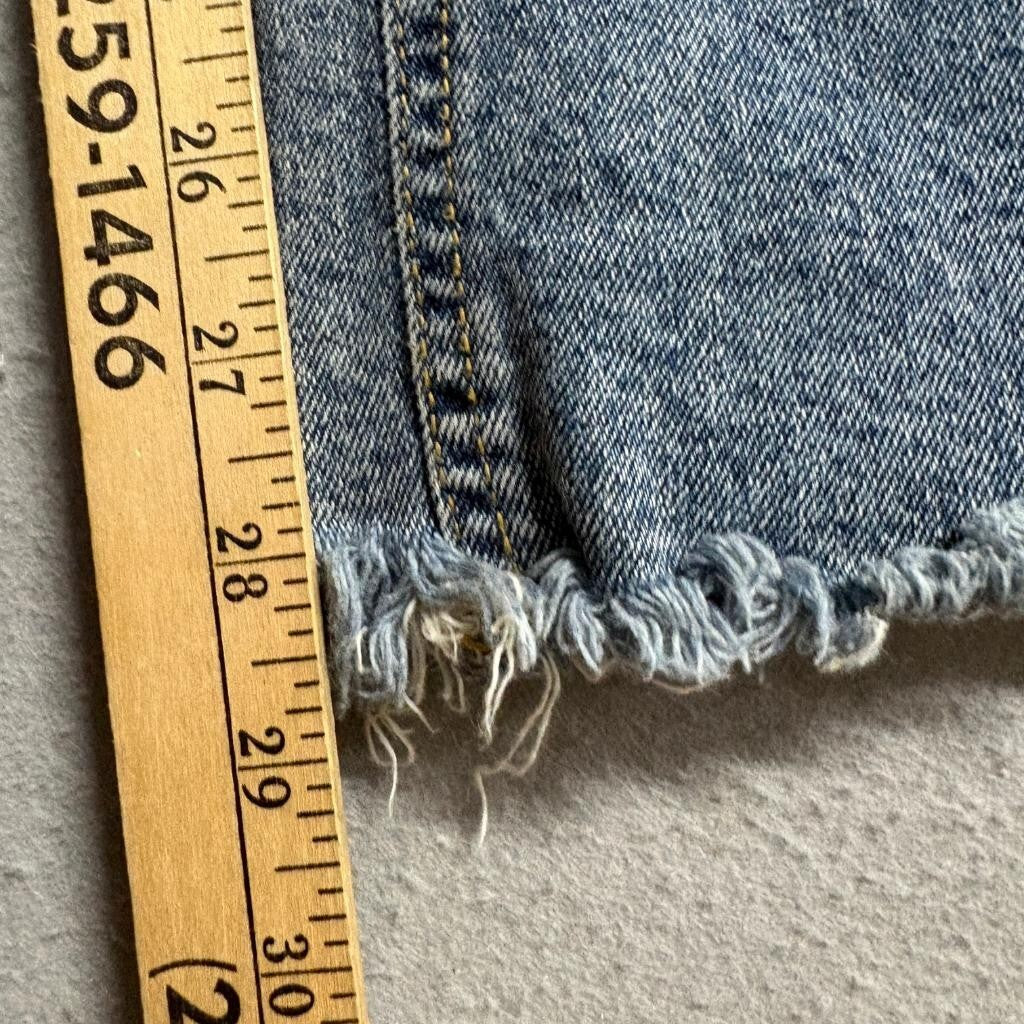 A.P. Studio Womens Jeans Size 1 Blue Denim Raw Frayed Hem Straight Leg Korea
