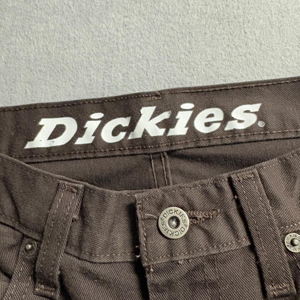 Dickies Slim Fit Pants Mens 28x32 Brown Workwear Chino Flat Front Polyester
