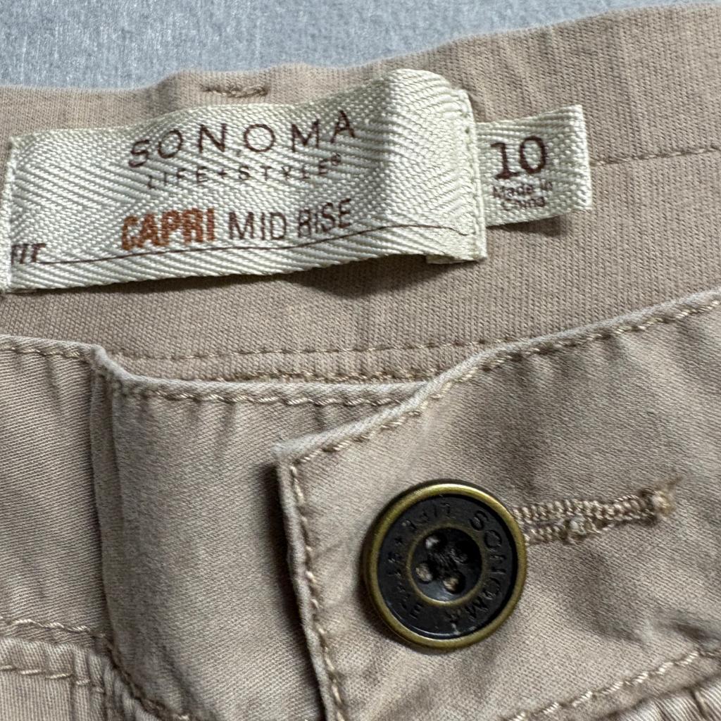 Sonoma Life Style Womens Capri Pants Size 10 Brown Cotton Blend Mid Rise Cargo