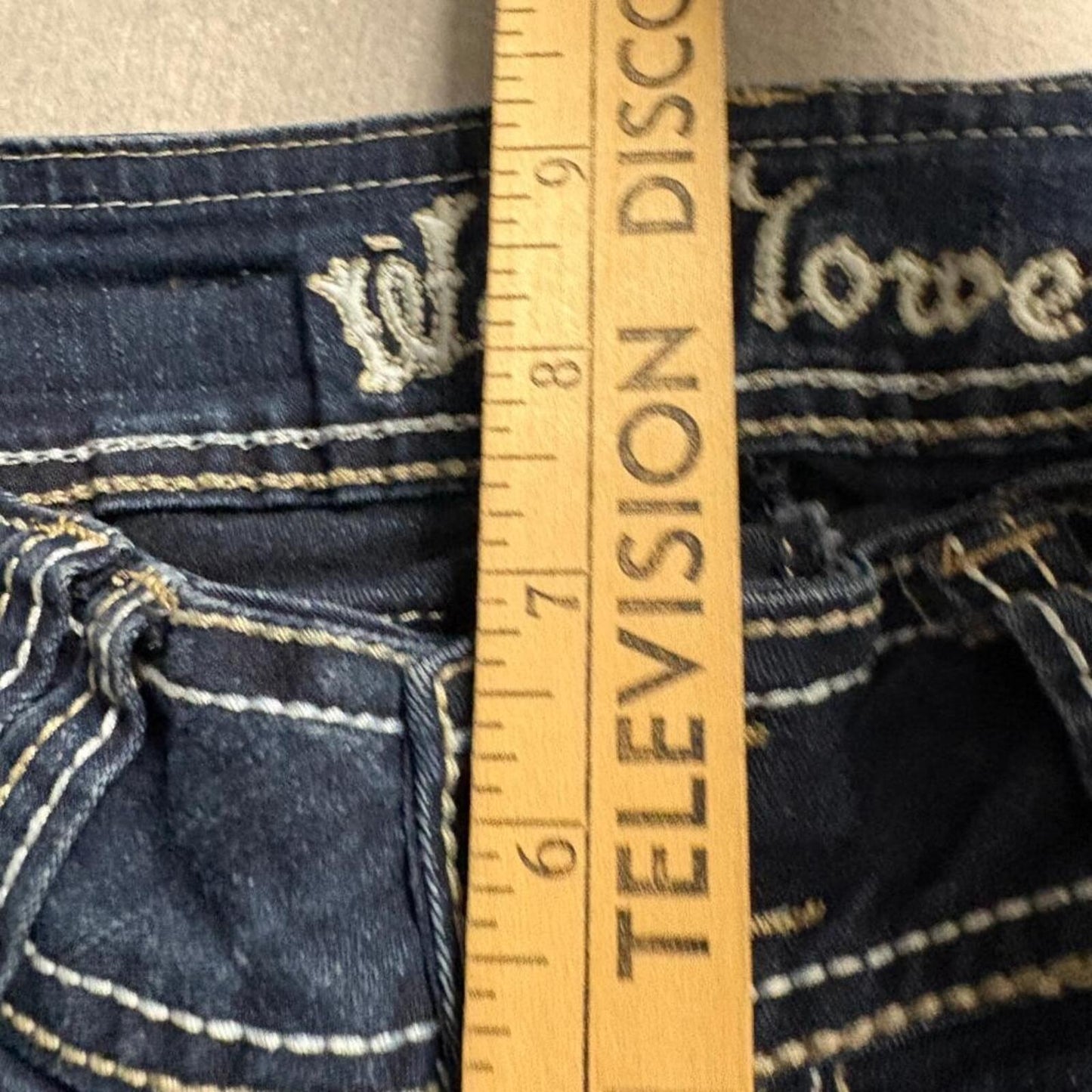 WallFlower Jeans Womens Size 0 Blue Denim Bootcut Thick Stitch Flap Pocket