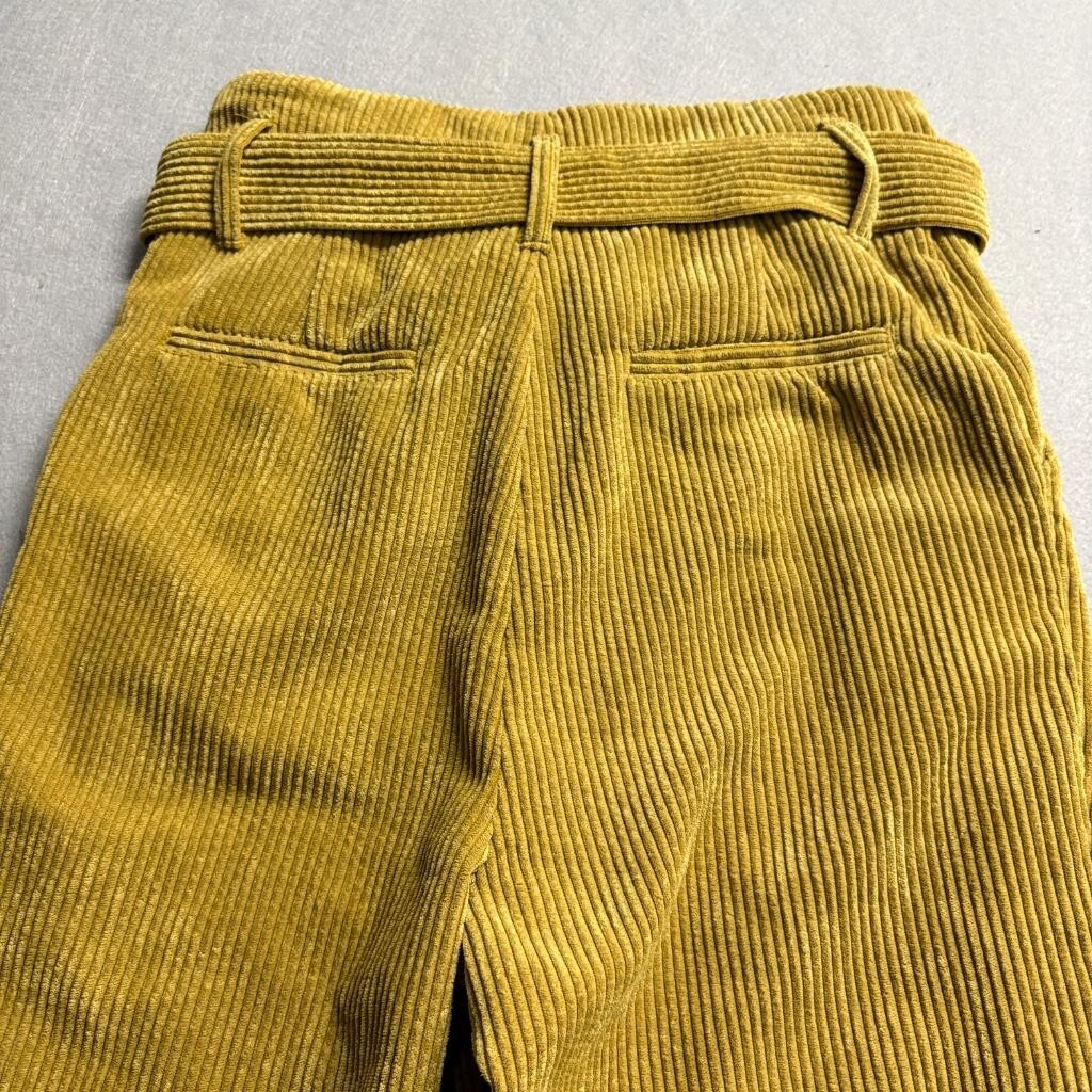 Wild Fable Corduroy Pants Womens 6 Yellow Gold High Rise Belted Tapered Pleated