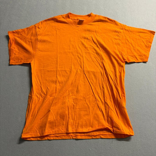 Vintage Tubular Blank T-Shirt Mens XL Orange Single Stitch Made in USA Cotton