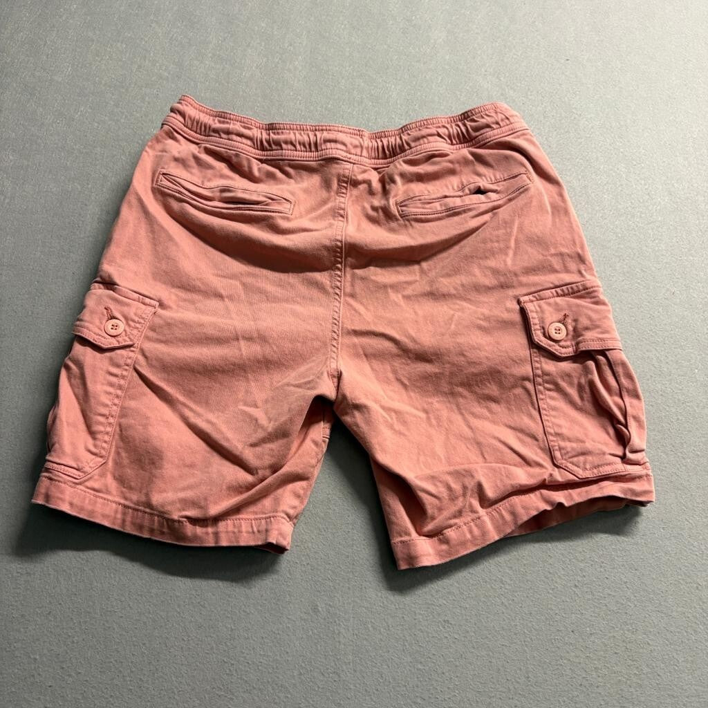 Sun + Stone Mens Cargo Shorts Medium Pink Cotton Blend Elastic Drawstring Waist